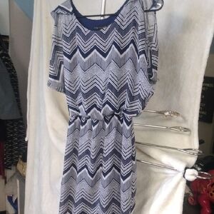 Chevron Patterned Blue and White Dress
